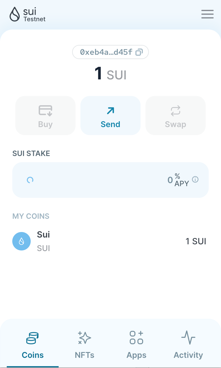 request testnet $SUI token