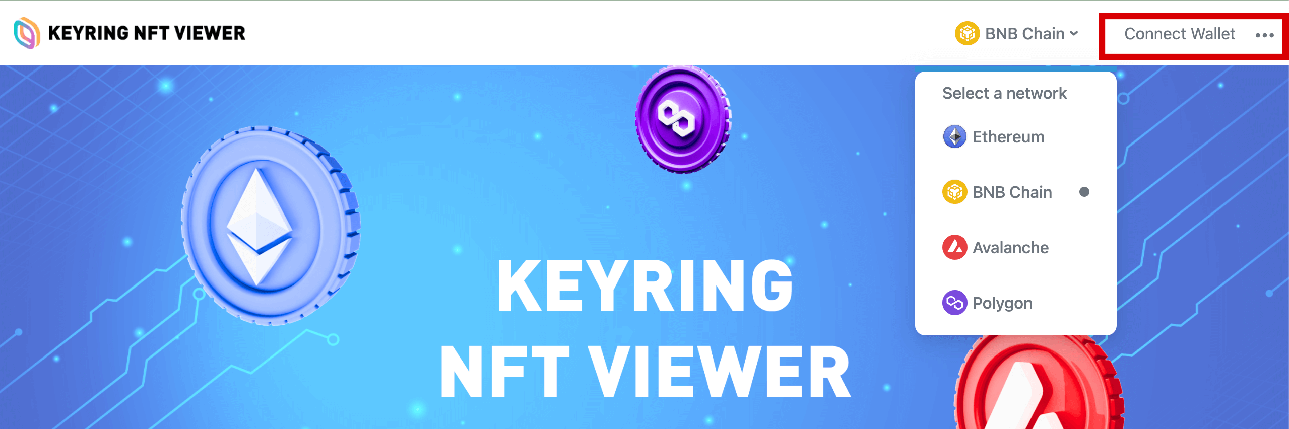 select chains in keyring nft viewer