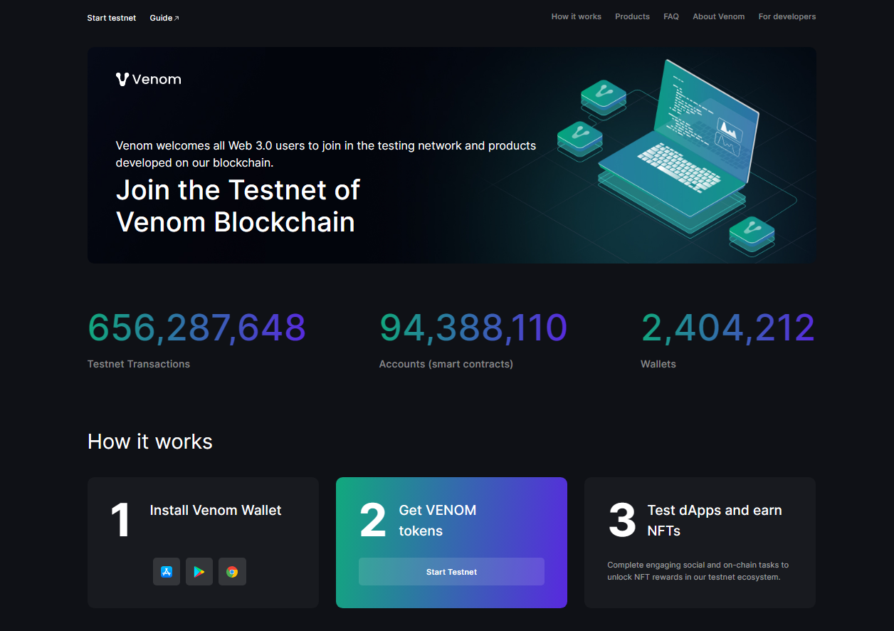 Venom Network testnet web