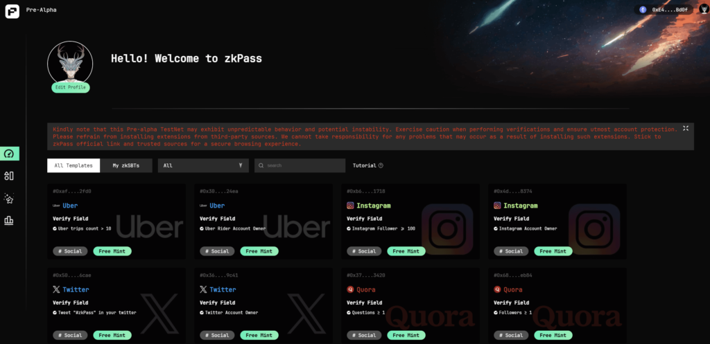 zkpass beta dashboard