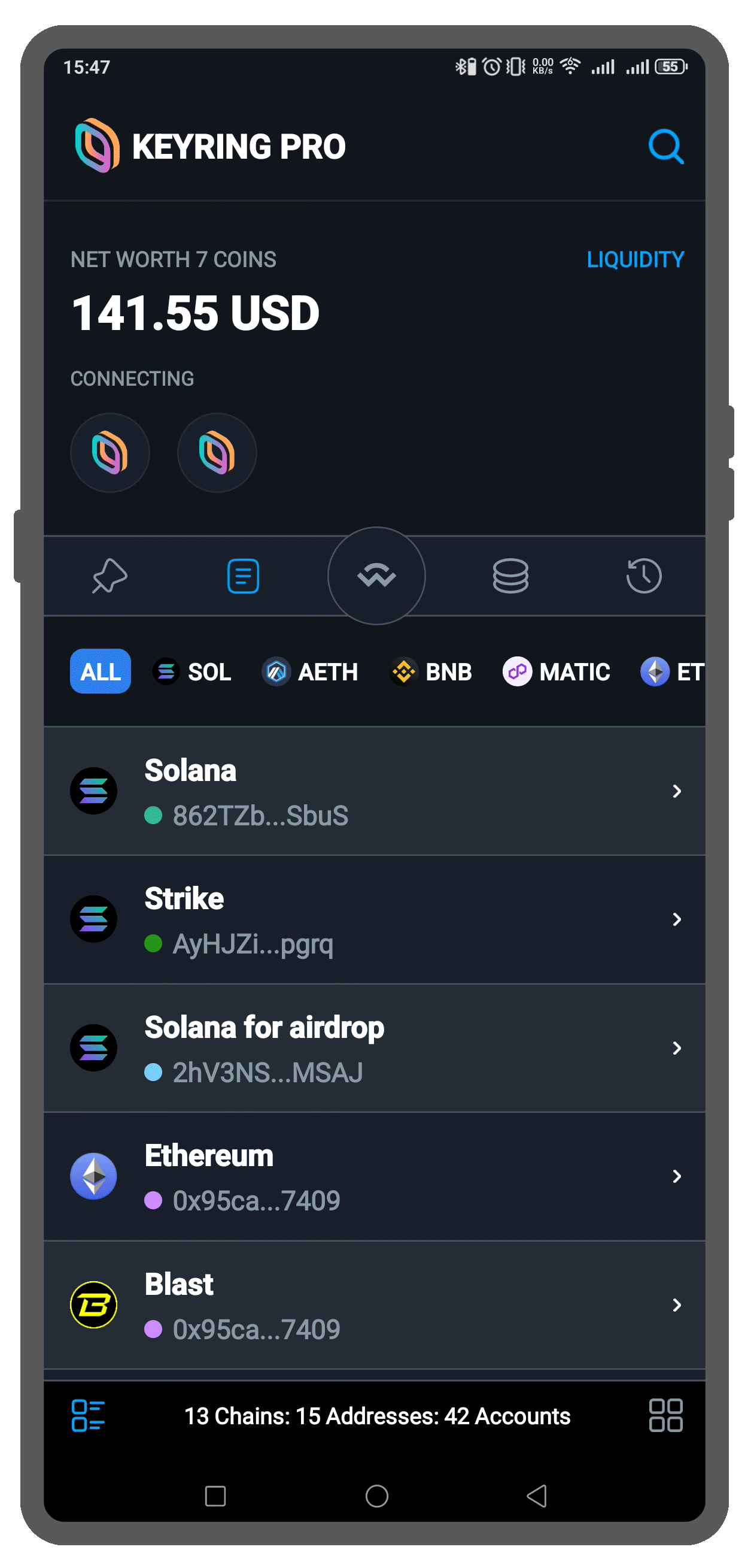 Solana dex-keyring-exchange-USD