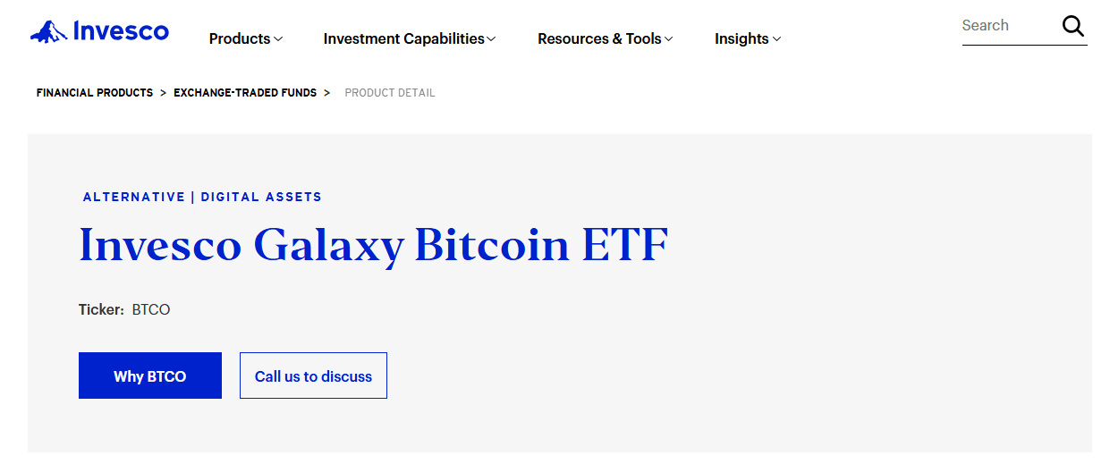 Best bitcoin ETFs Invesco Galaxy Bitcoin ETF (BTCO)