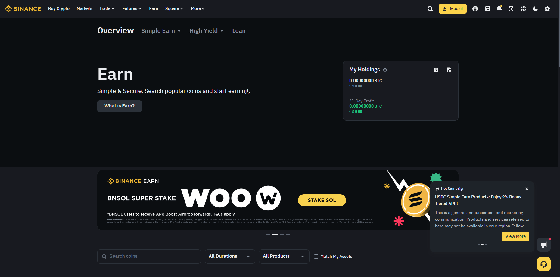 Generate Income on Binance earn cut