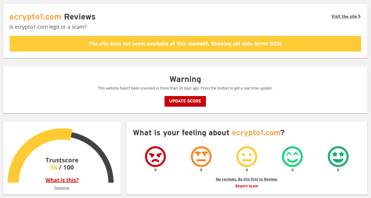 ecrypto1.com crypto reviews score